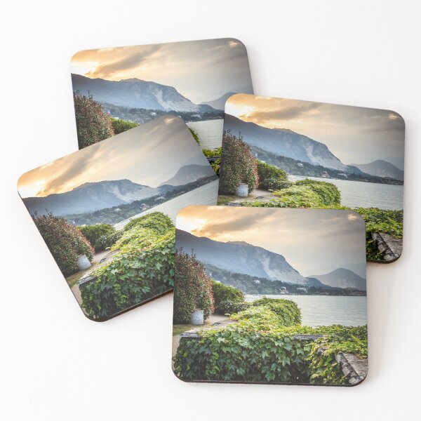 Item preview, Panoramic view of the banks of Lake Maggiore at Sunset, Stresa, Italy designed and sold by SoulEchoesPhoto.