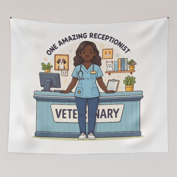 Item preview, One Amazing Veterinary Receptionist - Front Desk Black African-American Hero designed and sold by TeesYouWant.