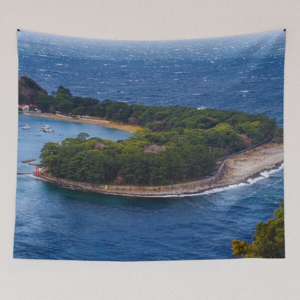 Item preview, Japanese Fishing Port and Village Along Forested Cove Coastline designed and sold by Pix4Japan.