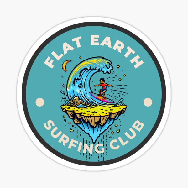 Aperçu de l'œuvre Club de surf de la Terre plate créée et vendue par FlipStitch Tees.