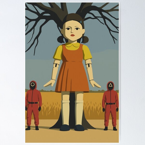 Item preview, Squid Game Doll Poster | Minimalist Retro Pop Style Art designed and sold by Final Whistle Art.