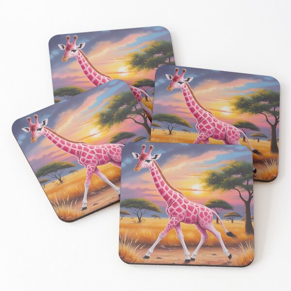 Item preview, PINK GIRAFFE IN THE SAVANA - OIL PAINTING designed and sold by ziggipopdesigns.