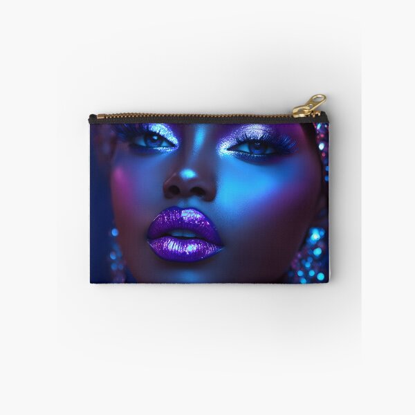 Item preview, Glamorous woman with vibrant blue and purple makeup designed and sold by Artessie.