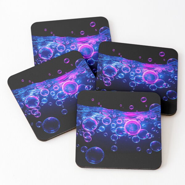 Item preview, Neon Glowing Bubbles Underwater – Futuristic Liquid Art designed and sold by FusionCipher.