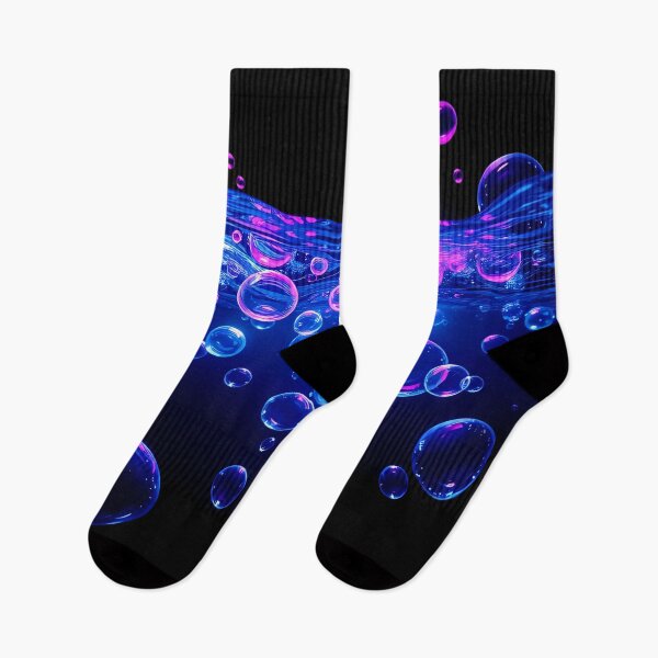 Item preview, Neon Glowing Bubbles Underwater – Futuristic Liquid Art designed and sold by FusionCipher.