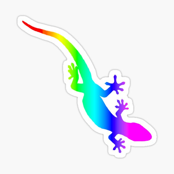 Artikel-Vorschau von Regenbogengecko – Diagonal mit weißem Umriss, designt und verkauft von SBVillard.
