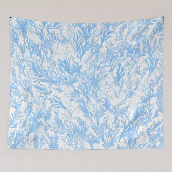 Item preview, A dense forest of seaweed in blue, underwater, painted by hand. designed and sold by AlineDoornhof.