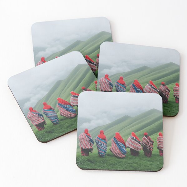 Item preview, Women in vibrant attire on lush green rolling hills. designed and sold by Artessie.