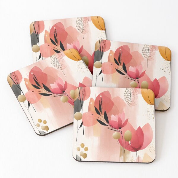Item preview, Golden Coral Bloom – Elegant Abstract Floral Pattern designed and sold by Moisky Patterns.