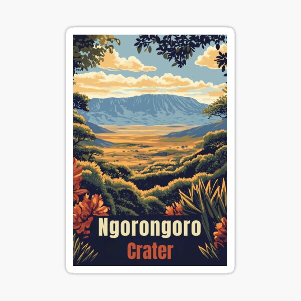 Item preview, Ngorongoro Crater Vintage Travel Poster designed and sold by Sasmu.