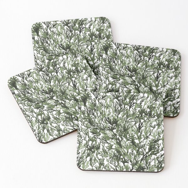 Item preview, A dense forest of green seaweed painted by hand. designed and sold by AlineDoornhof.