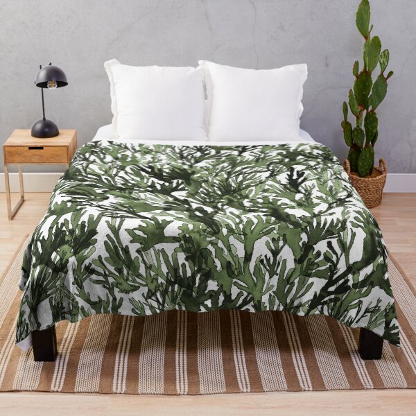 Item preview, A dense forest of green seaweed painted by hand. designed and sold by AlineDoornhof.