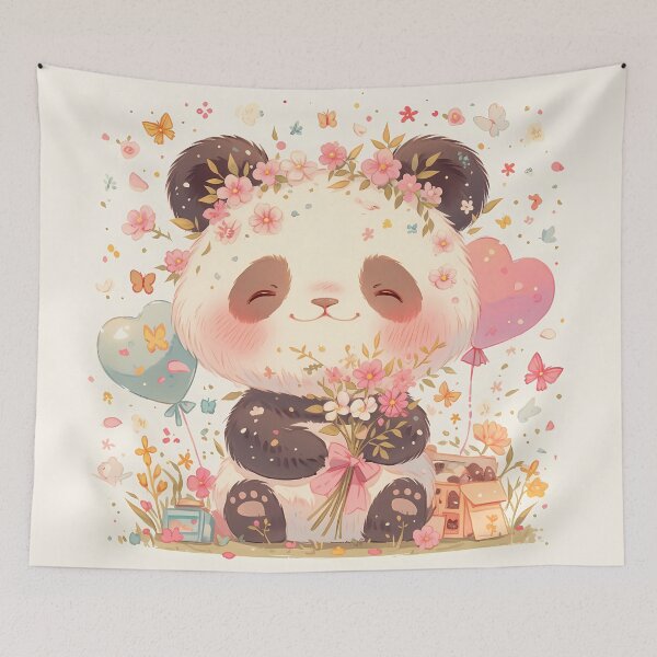 Item preview, Little Panda bear with balloons designed and sold by WoollenLlama.