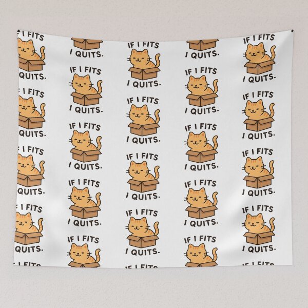 Item preview, Funny Cat in Box – “If I Fits, I Quits” – Cute Meme Design for Feline Addicts designed and sold by Boombox Theory.
