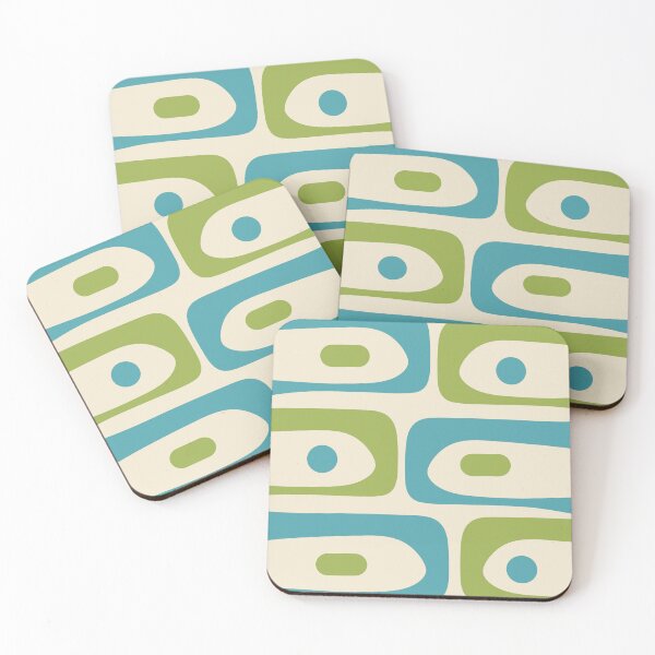 Item preview, Mid Century Modern Minimalist Retro Abstract Piquet Pattern Lime Turquoise Blue designed and sold by kierkegaard.