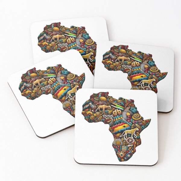 Item preview, Colorful African Map Art | Tribal Animal Culture Pattern Illustration designed and sold by DrawHandArt.