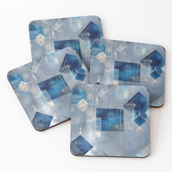 Item preview, Glacial Geometry – Elegant Blue & Gold Abstract Design designed and sold by Moisky Patterns.