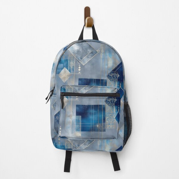 Item preview, Glacial Geometry – Elegant Blue & Gold Abstract Design designed and sold by Moisky Patterns.