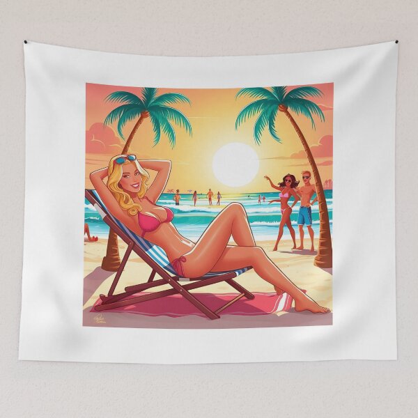 Item preview, Blonde Beauty Sunbathing on the Beach designed and sold by Pigmentra.