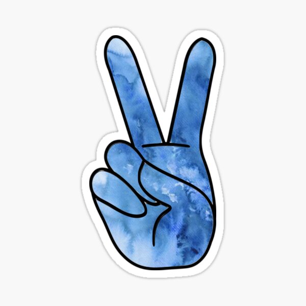 Blue Watercolor Peace Sign Sticker