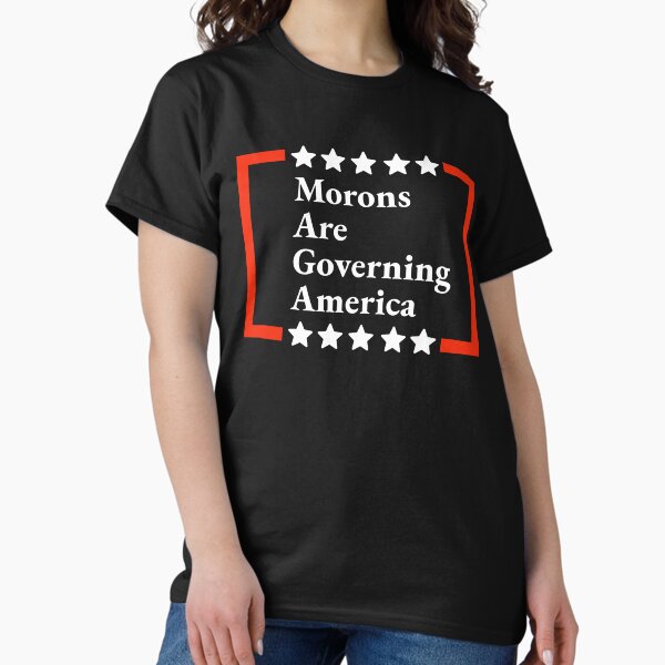 Vista previa del artículo con la obra «Los idiotas gobiernan Estados Unidos», diseñado y vendido por Rachel the Artist .