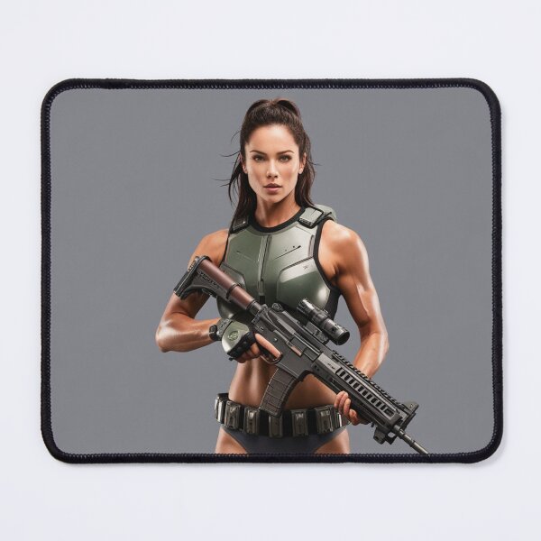 Item preview, A scifi warrior woman in full metal armor carrying a fantasy assault rifle designed and sold by Vintage Designs +.