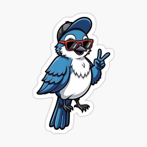 Vista previa del artículo con la obra «Un arrendajo azul con gafas de sol | Diseño gráfico de camiseta con un animal divertido y urbano», diseñado y vendido por WAUZ.