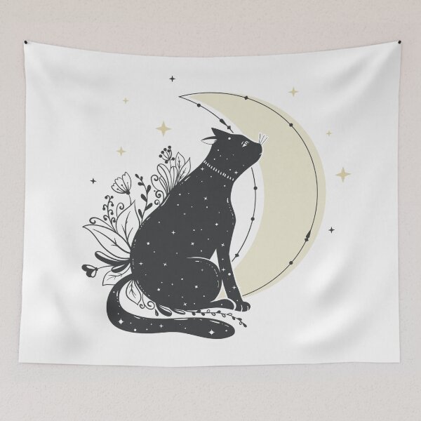 Item preview, the moon and the cat designed and sold by ezgiworkshop.