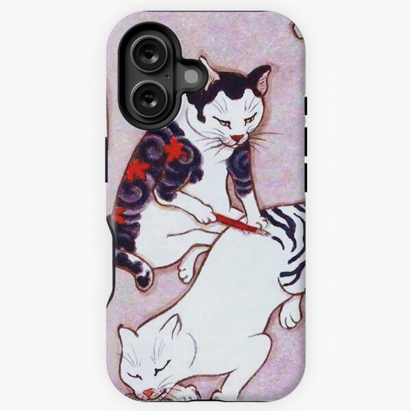 Gato japonés tatuador Funda resistente para iPhone