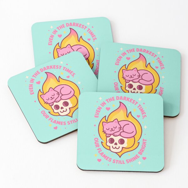 Item preview, Flame Bright – Cute Resilience Quote with Skull & Cat designed and sold by Cheeky Companions.