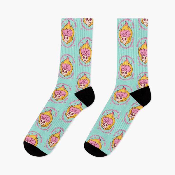 Item preview, Flame Bright – Cute Resilience Quote with Skull & Cat designed and sold by Cheeky Companions.