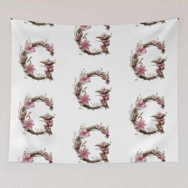 Item preview, Floral Letter G Art Print - Pink Flower Alphabet Monogram 2 designed and sold by Psycho-Crazy.