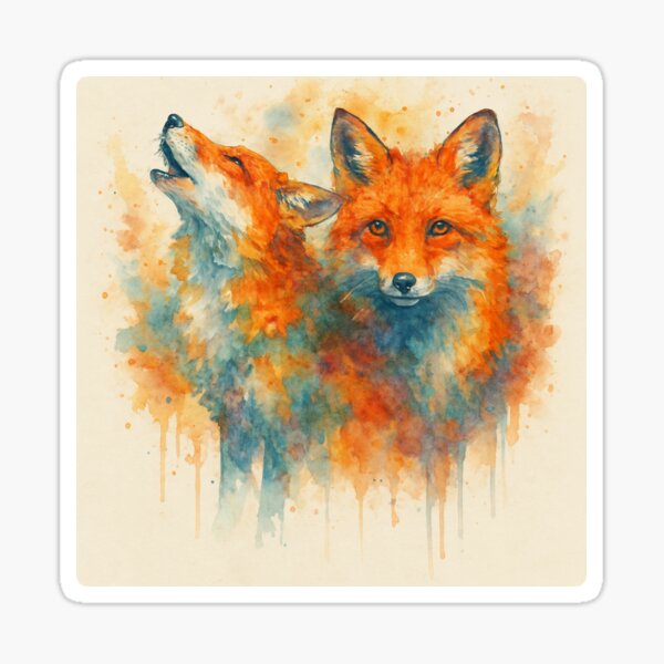 Item preview, Whispers of the Forest – Watercolor Foxes designed and sold by GusiaTreasures.