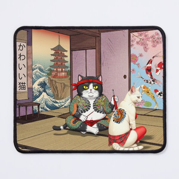 Item preview, Japanese tattoo cat 3D designed and sold by FotoLibreStudio.