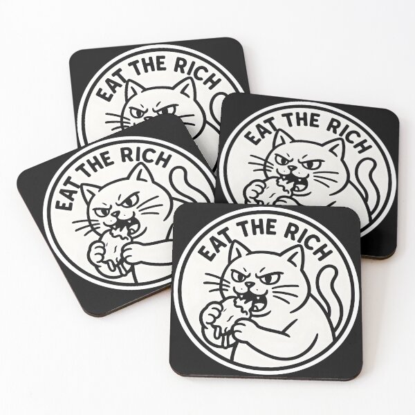 Item preview, Eat the Rich Cat Sticker | Funny Anti-Capitalist Bold Line Circle Vector Art designed and sold by WAUZ.