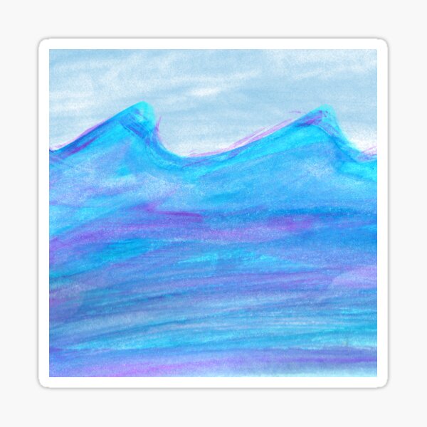 Abstract Ocean Waves in Blue and Purple – Calm Watercolor Seascape Sticker