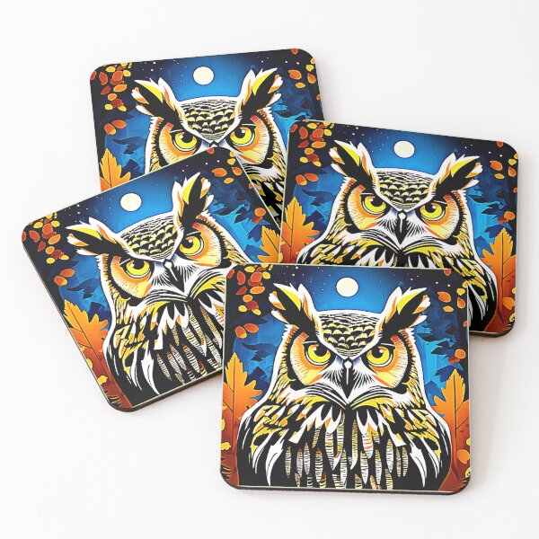 Item preview, Moonlit Owl Gaze Design designed and sold by Health And Fitness Posts e-Store.