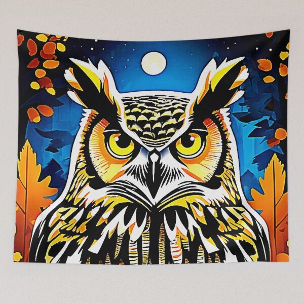 Item preview, Moonlit Owl Gaze Design designed and sold by Health And Fitness Posts e-Store.