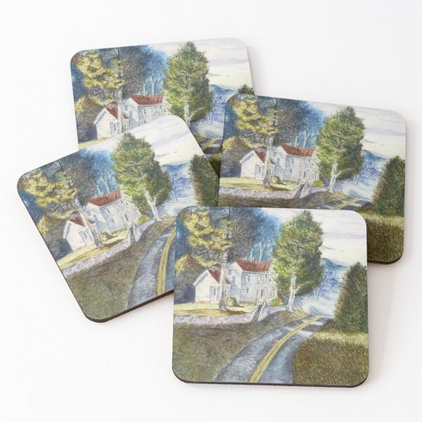 Item preview, Country House and Road – Peaceful Watercolor Landscape Painting designed and sold by Derek Michael Brennan.