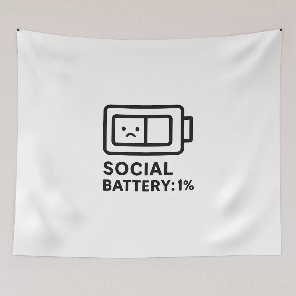 Item preview, Social Battery: 1% Sticker | Funny Battery Icon Self-Care Humor Art designed and sold by WAUZ.