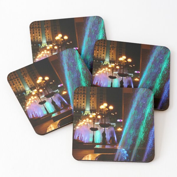 Item preview, Colorful Fountains at Night with Decorative Street Lanterns on Independence Square, Kyiv, Ukraine designed and sold by Maryna Gumenyuk.