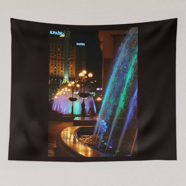 Item preview, Colorful Fountains at Night with Decorative Street Lanterns on Independence Square, Kyiv, Ukraine designed and sold by Maryna Gumenyuk.