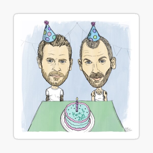 Anthony Van Engelen & Jason Dill Birthday Party Caricature – FA Skateboarding Legends Art Print Sticker