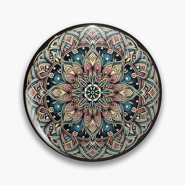 Item preview, Ancient light blue yellow flower Meditative geometric Art mosaic mandala Print | Boho Wall Decor, Stickers & Apparel designed and sold by C3R0.