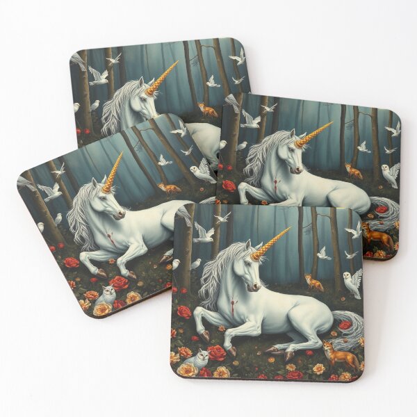 Item preview,  DEATH OF A UNICORN.  Wounded Unicorn in Enchanted Forest – Dark Fantasy Aesthetic Art" designed and sold by Obinne.