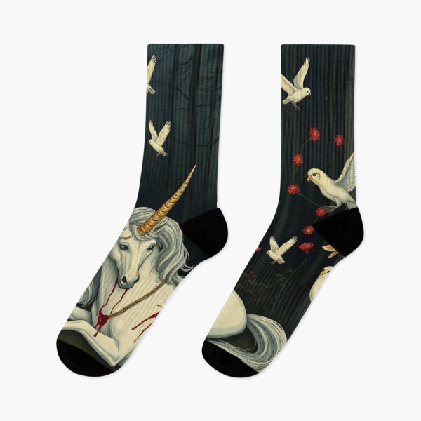 Item preview,  DEATH OF A UNICORN. Sad Unicorn Bleeding in Magic Forest – Mythical Creature Art"  designed and sold by Obinne.
