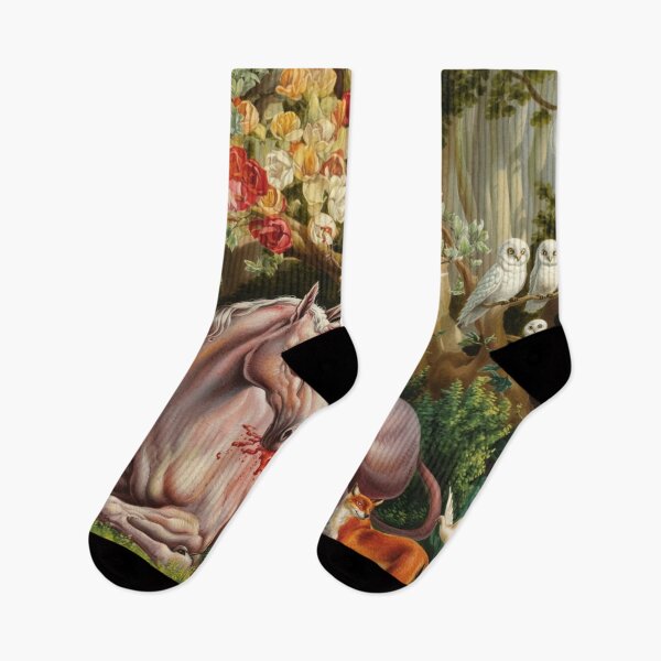 Item preview, Unicorn Bleeding in Magic Forest – Mythical Creature Art"  designed and sold by Obinne.