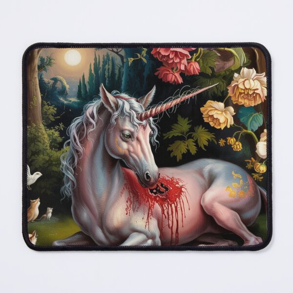 Item preview,  Gothic Unicorn Art – Wounded Mythical Animal in Fairytale Forest" designed and sold by Obinne.