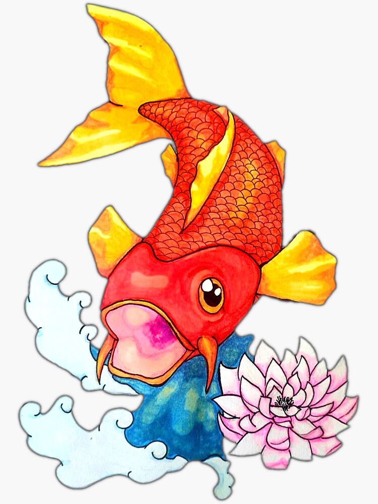 Thumbnail 3 of 3, Sticker, Koi and Lotus designed and sold by FlynnTheGr8.