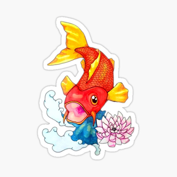 Koi and Lotus Sticker